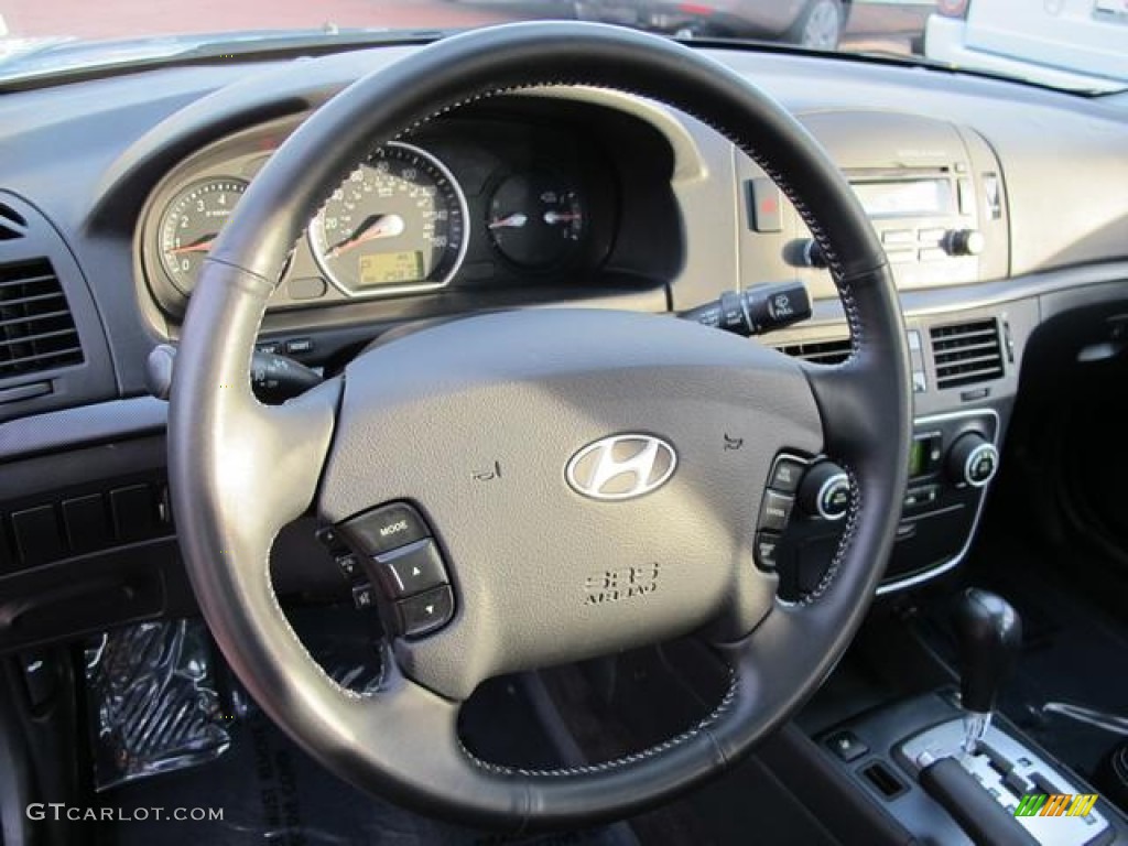 2007 Hyundai Sonata Limited V6 Black Steering Wheel Photo #60913444