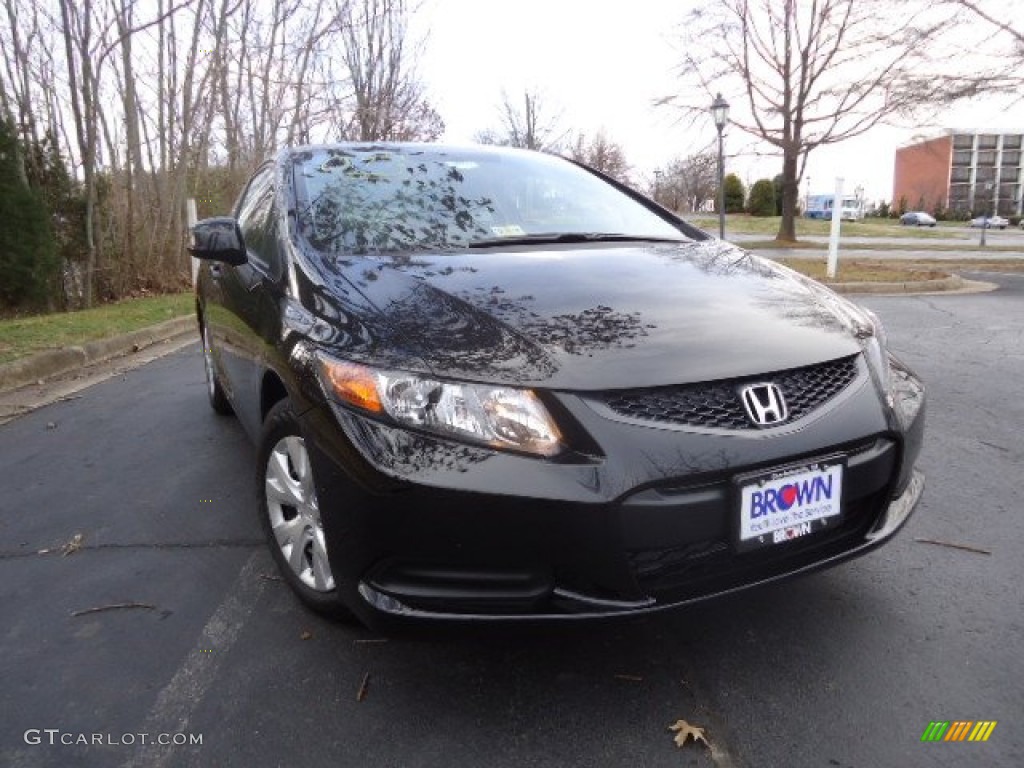 2012 Civic EX-L Coupe - Crystal Black Pearl / Gray photo #1