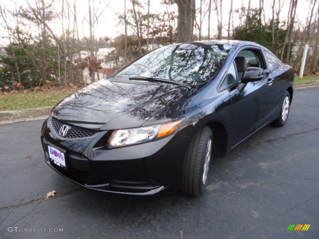 2012 Civic EX-L Coupe - Crystal Black Pearl / Gray photo #3