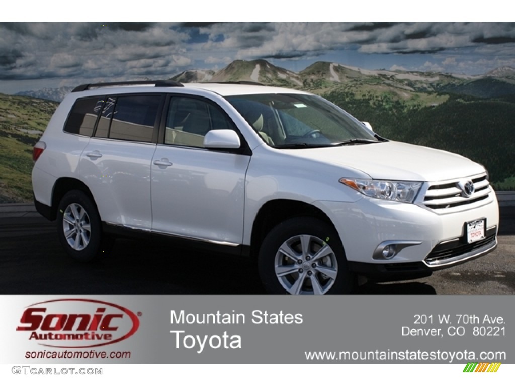 2012 Highlander V6 4WD - Blizzard White Pearl / Sand Beige photo #1