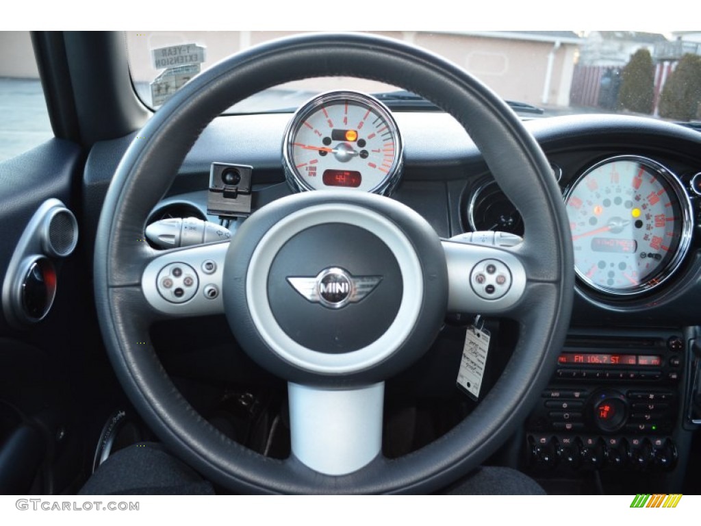 2006 Mini Cooper Convertible Panther Black Steering Wheel Photo #60936186