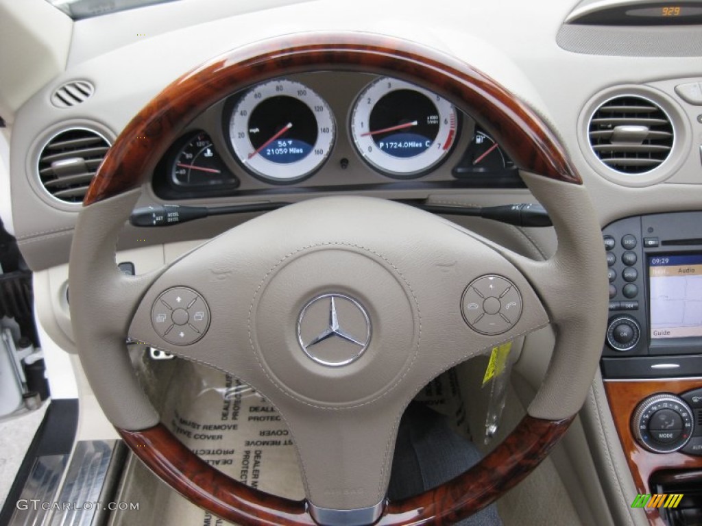 2009 Mercedes-Benz SL 550 Roadster Stone Steering Wheel Photo #60939048