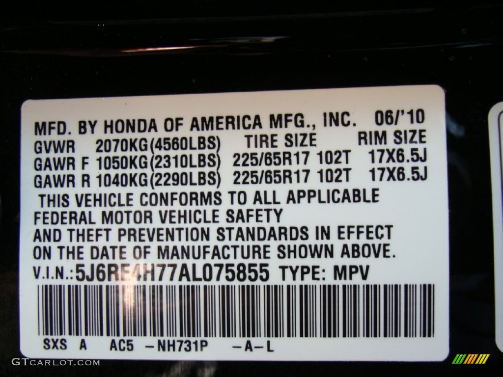 2010 CR-V EX-L AWD - Crystal Black Pearl / Black photo #31