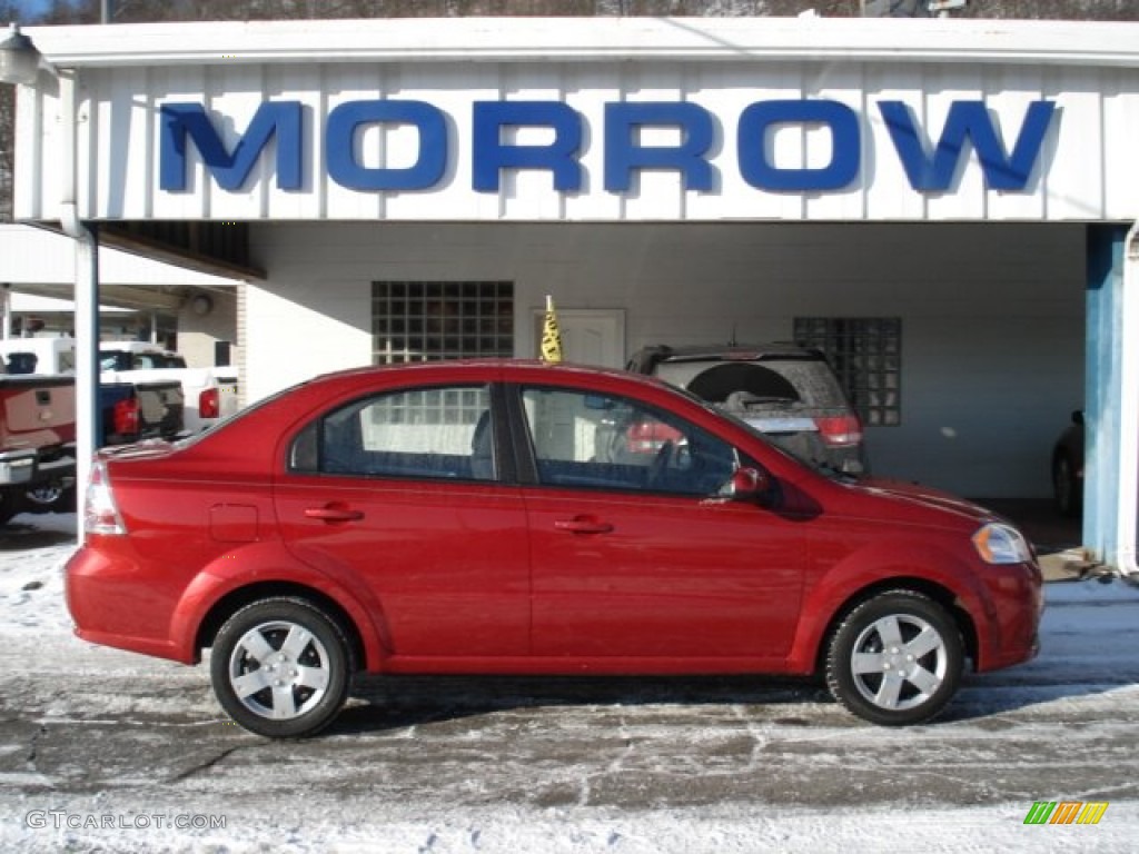 2010 Aveo LT Sedan - Sport Red / Charcoal photo #1