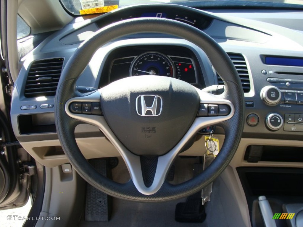 2009 Honda Civic EX Sedan Beige Steering Wheel Photo #60943136