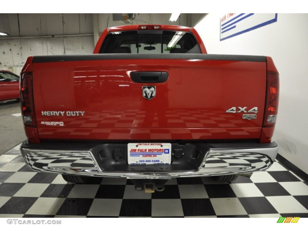 2005 Ram 2500 Laramie Quad Cab 4x4 - Deep Molten Red Pearl / Taupe photo #6