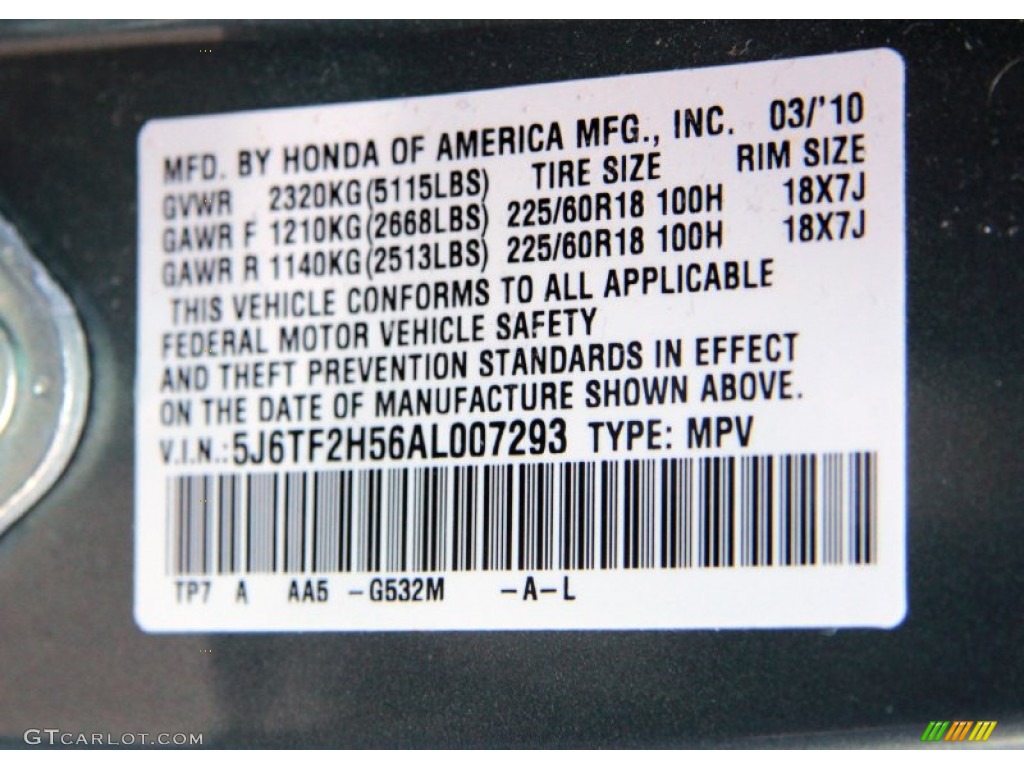 2010 Accord Color Code G532M for Opal Sage Metallic Photo #60943899