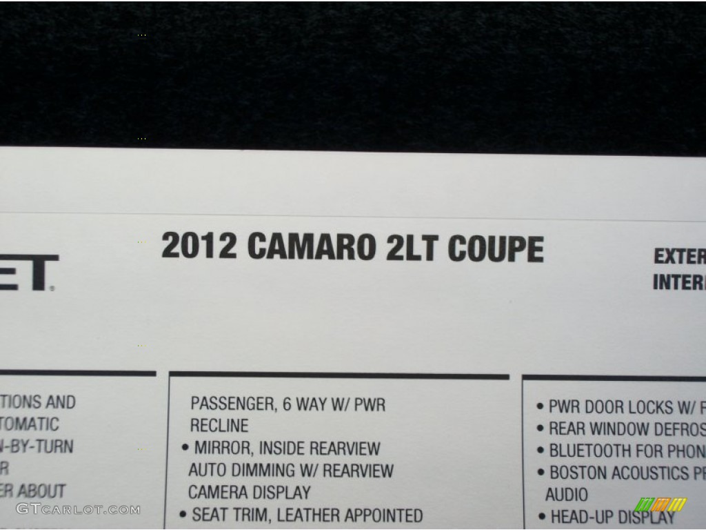 2012 Chevrolet Camaro LT 45th Anniversary Edition Coupe Window Sticker Photo #60948816
