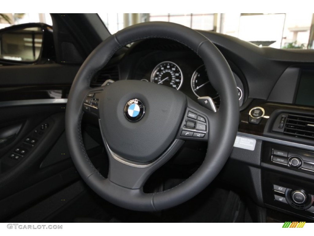 2012 BMW 5 Series 535i Sedan Black Steering Wheel Photo #60951773