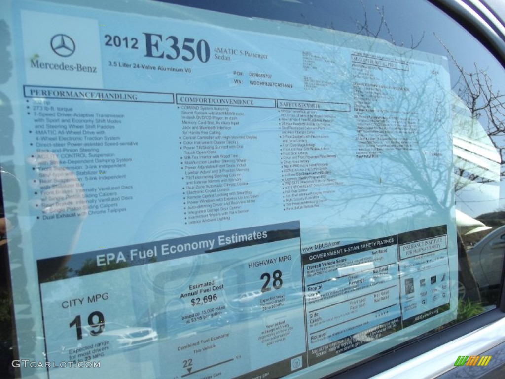 2012 Mercedes-Benz E 350 4Matic Sedan Window Sticker Photo #60955383