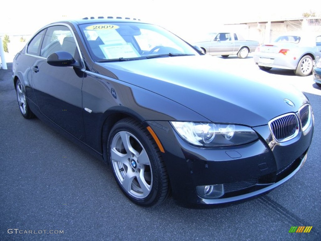 2009 3 Series 328i Coupe - Black Sapphire Metallic / Grey photo #6