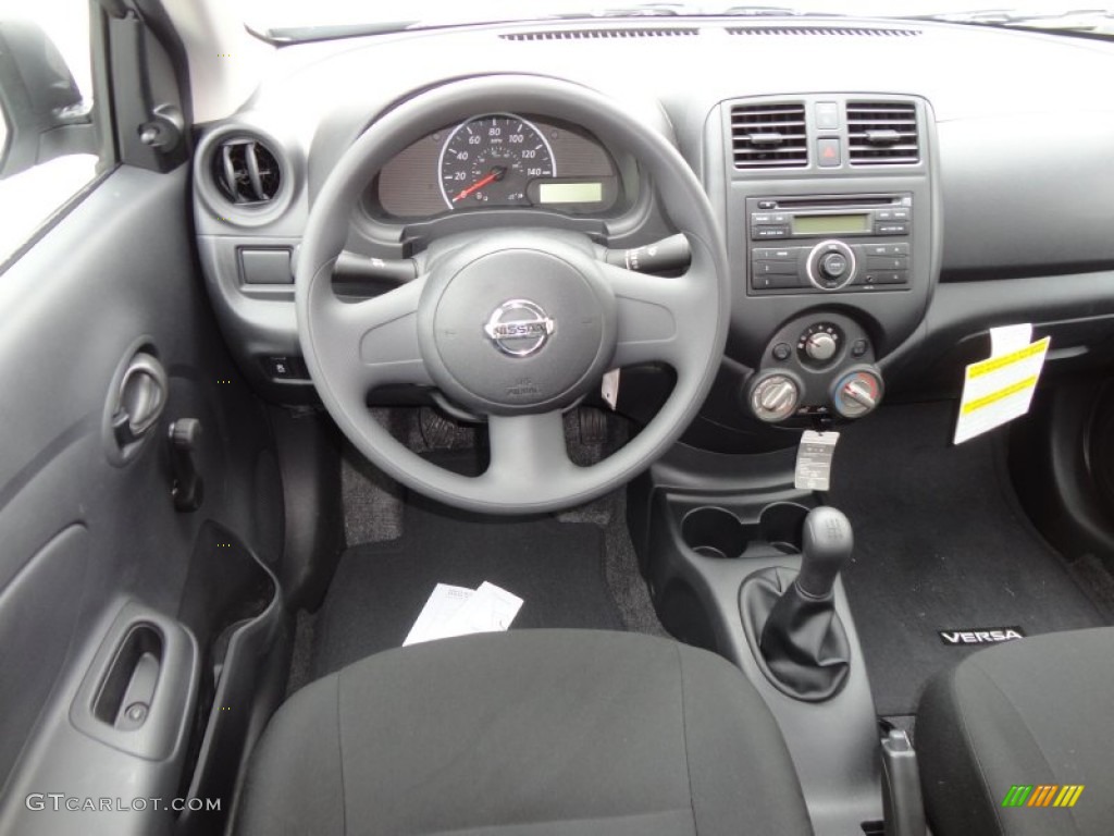 2012 Nissan Versa 1.6 S Sedan Charcoal Dashboard Photo #60956478
