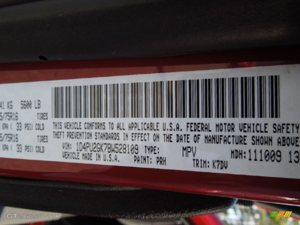 2011 Nitro Color Code PRH for Redline 2-Coat Pearl Photo #60965556