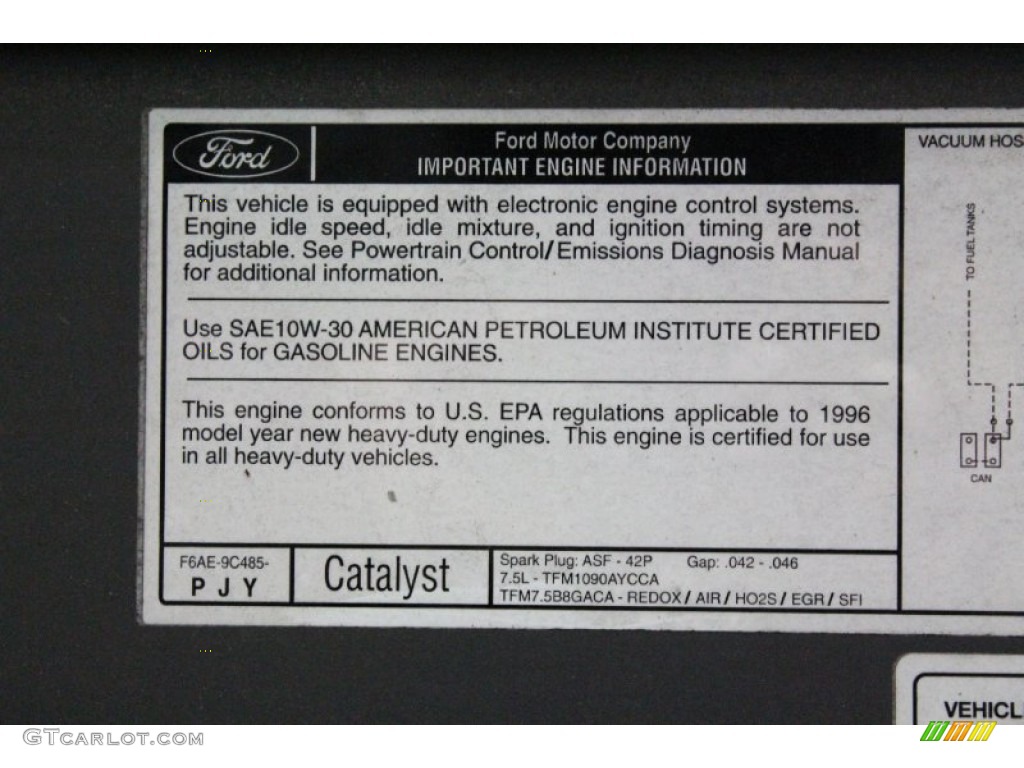 1996 Ford F250 XLT Extended Cab Info Tag Photos