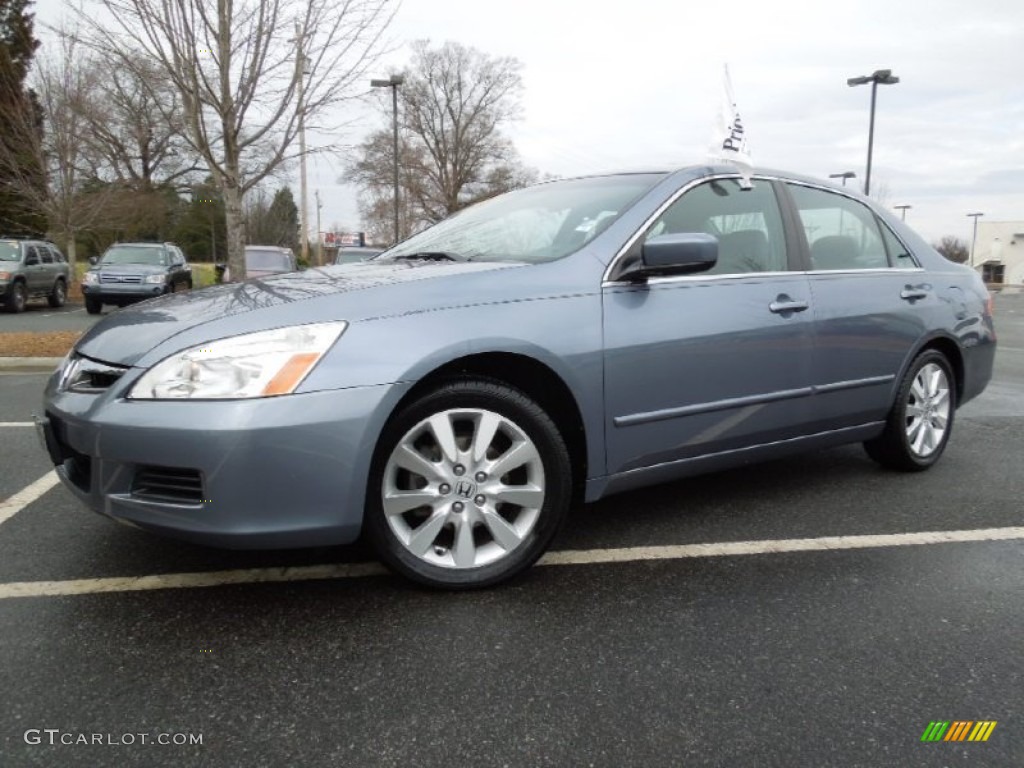 2007 Accord EX-L V6 Sedan - Cool Blue Metallic / Gray photo #1