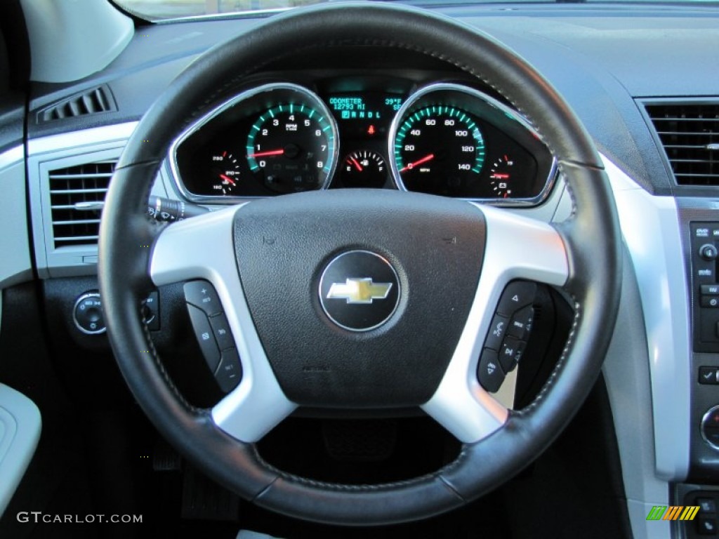 2011 Chevrolet Traverse LTZ AWD Light Gray/Ebony Steering Wheel Photo #60982184