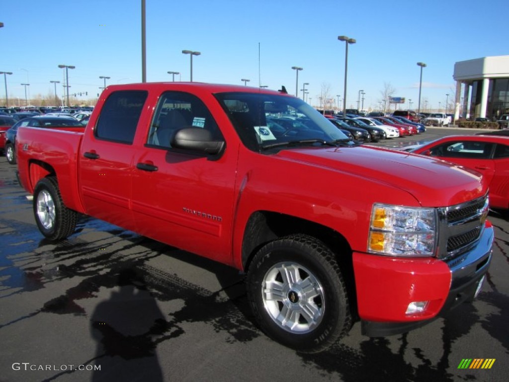 Victory Red 2011 Chevrolet Silverado 1500 LT Crew Cab 4x4 Exterior Photo #60983101