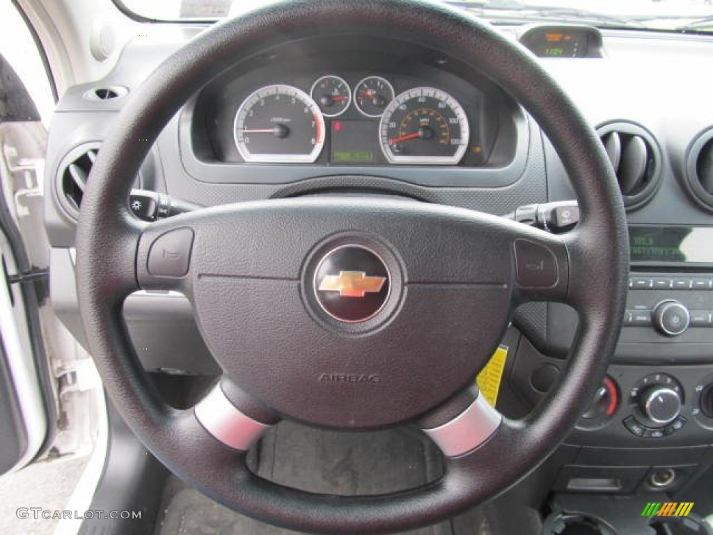 2010 Chevrolet Aveo LT Sedan Charcoal Steering Wheel Photo #60983182