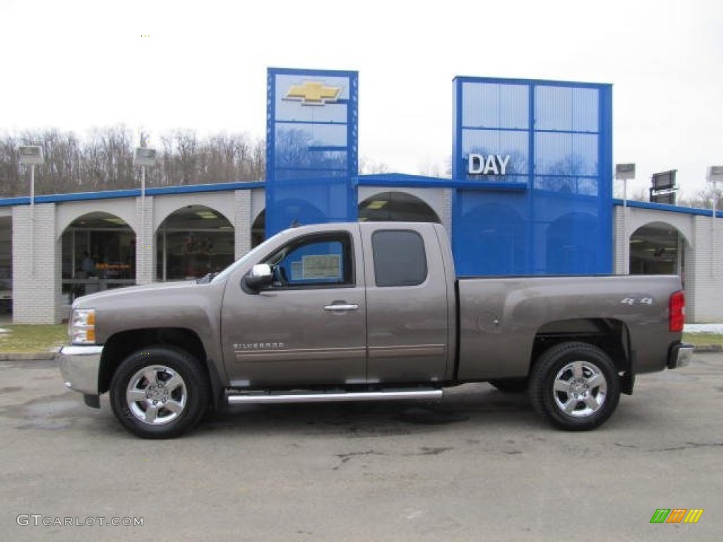 2012 Silverado 1500 LT Extended Cab 4x4 - Mocha Steel Metallic / Light Titanium/Dark Titanium photo #2