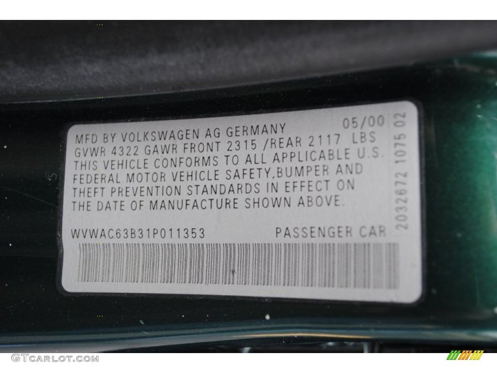 2001 Passat GLS Sedan - Pine Green Metallic / Beige photo #15