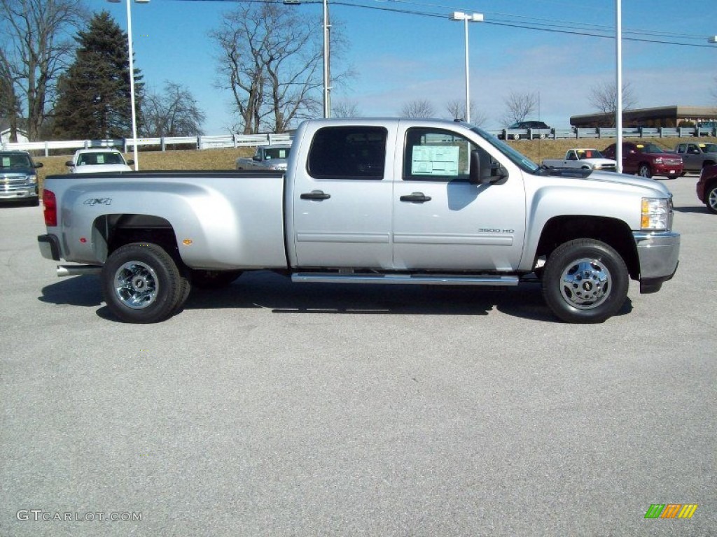 Silver Ice Metallic 2012 Chevrolet Silverado 3500HD LT Crew Cab 4x4 Dually Exterior Photo #60987982