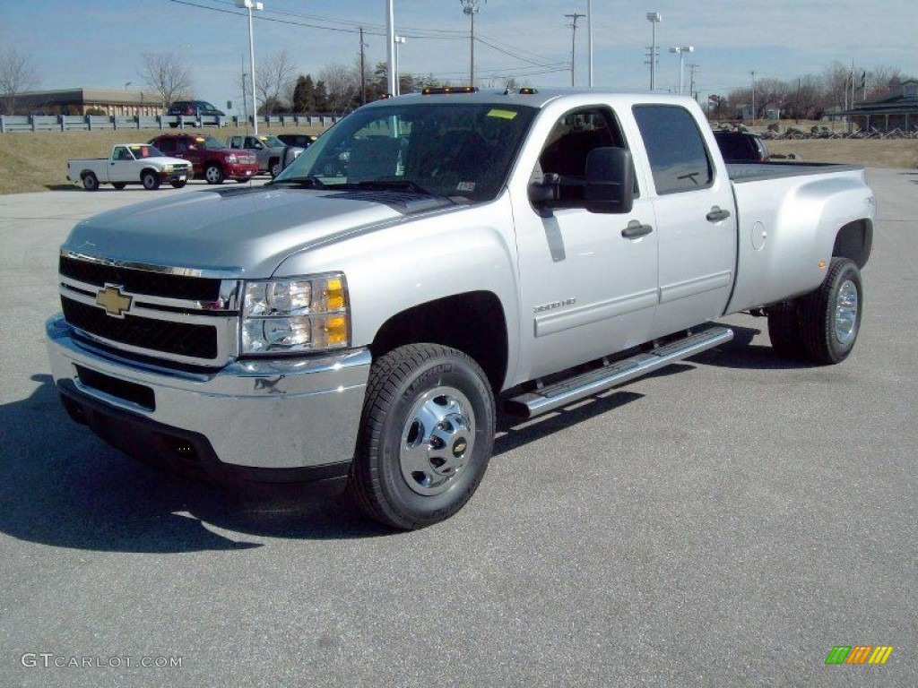 Silver Ice Metallic 2012 Chevrolet Silverado 3500HD LT Crew Cab 4x4 Dually Exterior Photo #60988066