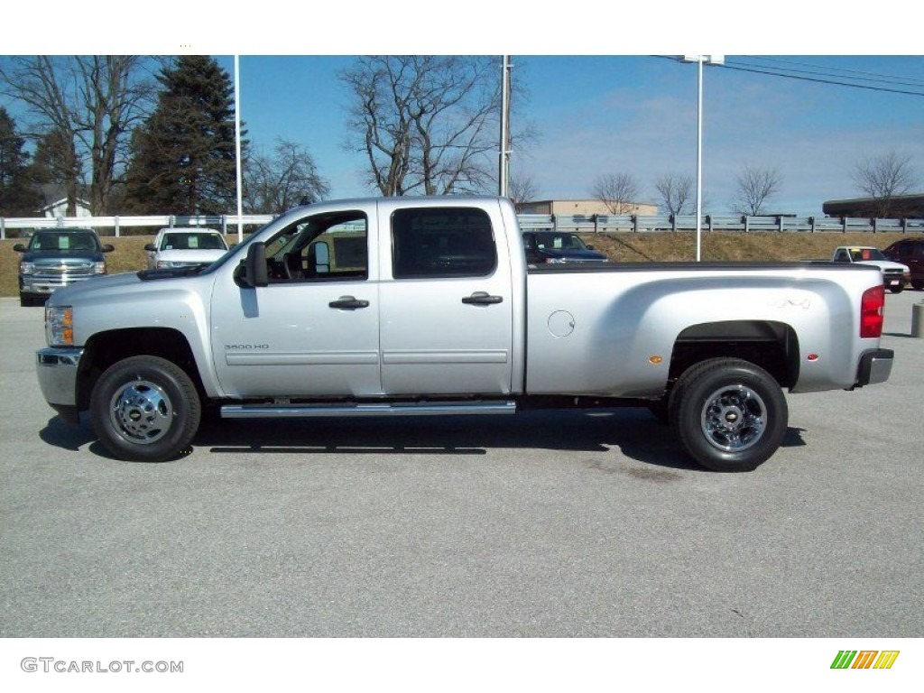 Silver Ice Metallic 2012 Chevrolet Silverado 3500HD LT Crew Cab 4x4 Dually Exterior Photo #60988075