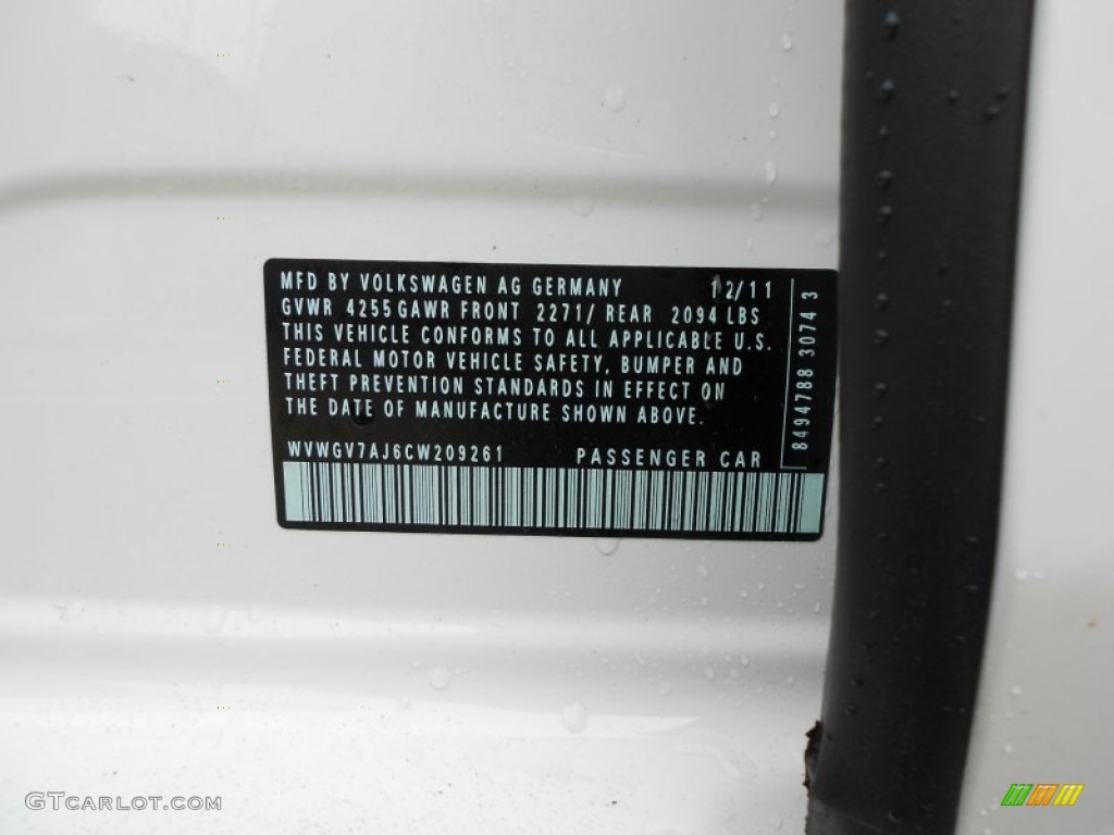 2012 Volkswagen GTI 4 Door Info Tag Photos