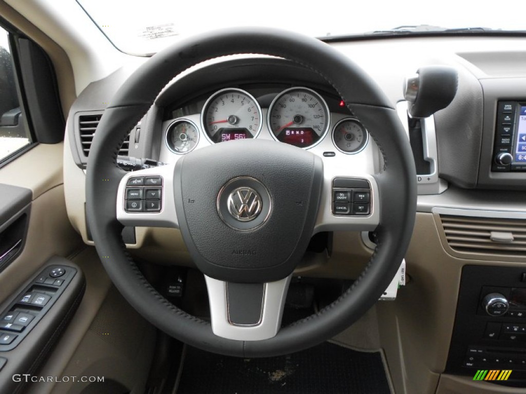 2012 Volkswagen Routan SEL Sierra Sand Steering Wheel Photo #60988945