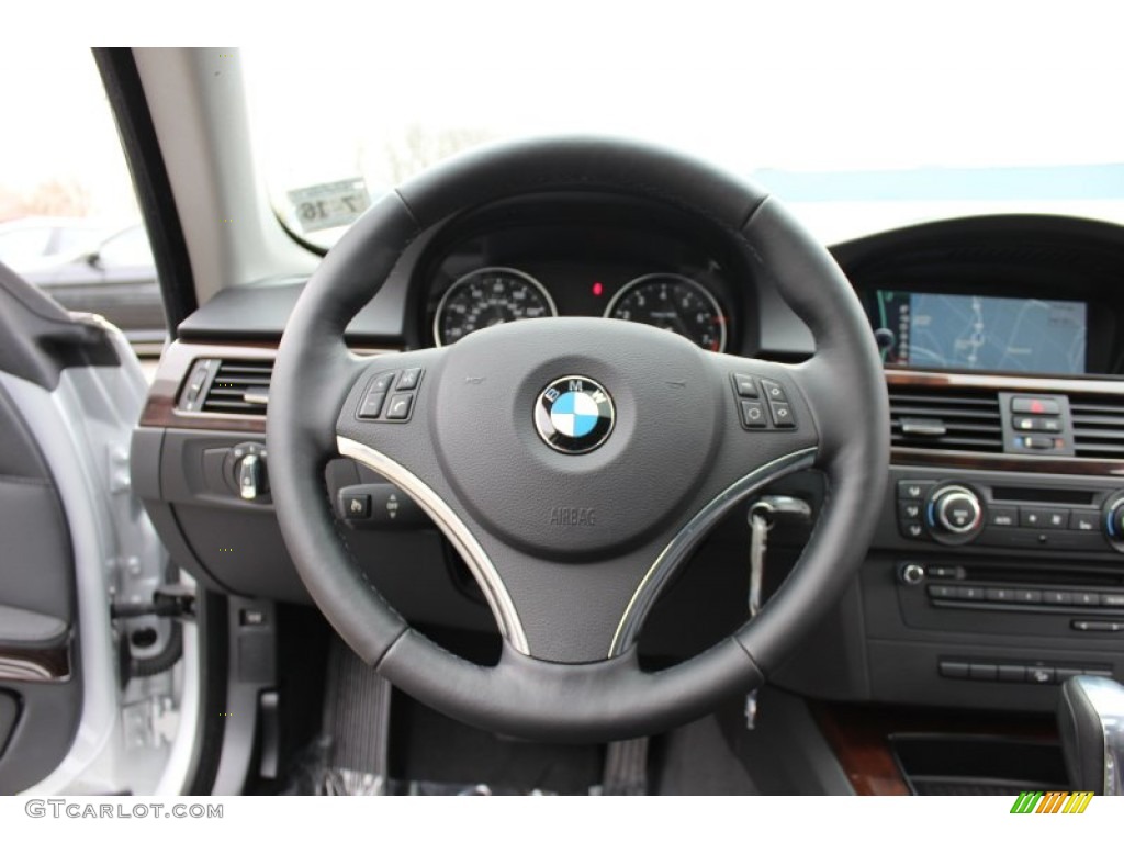 2011 BMW 3 Series 328i xDrive Coupe Black Steering Wheel Photo #60989347
