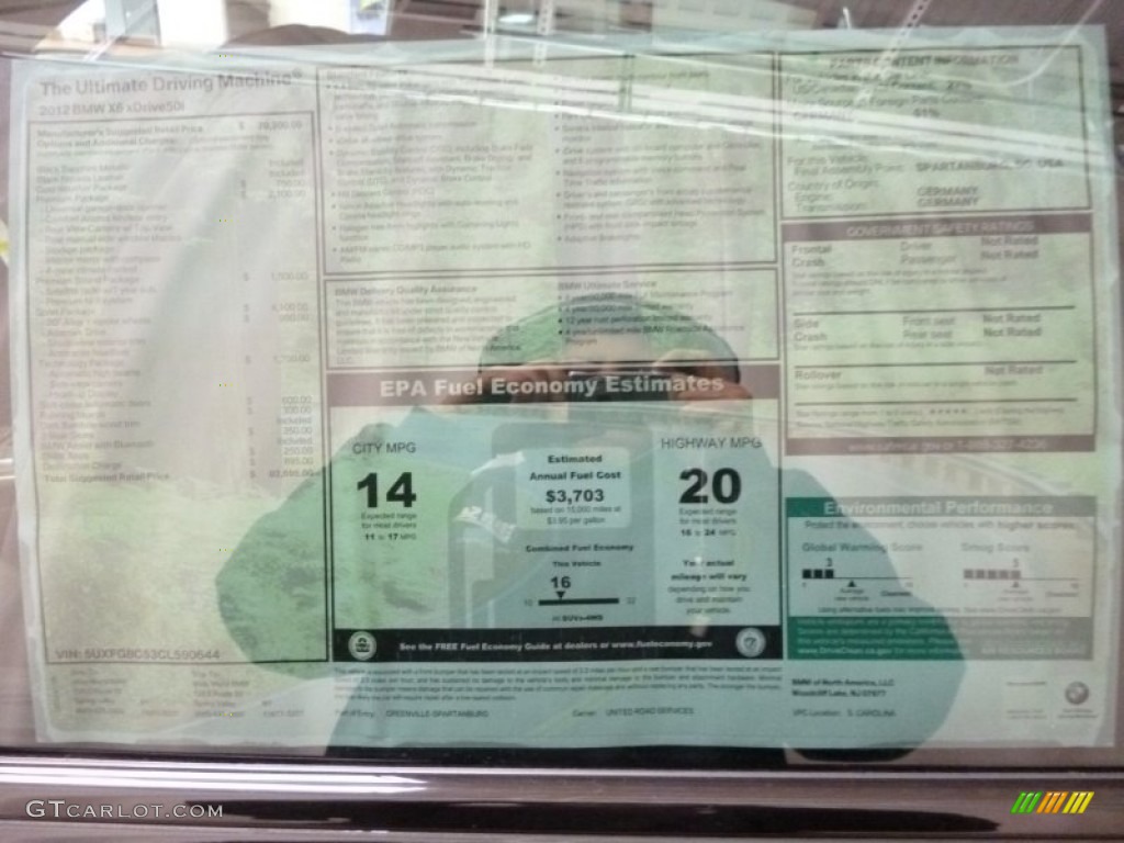 2012 BMW X6 xDrive50i Window Sticker Photo #60990802