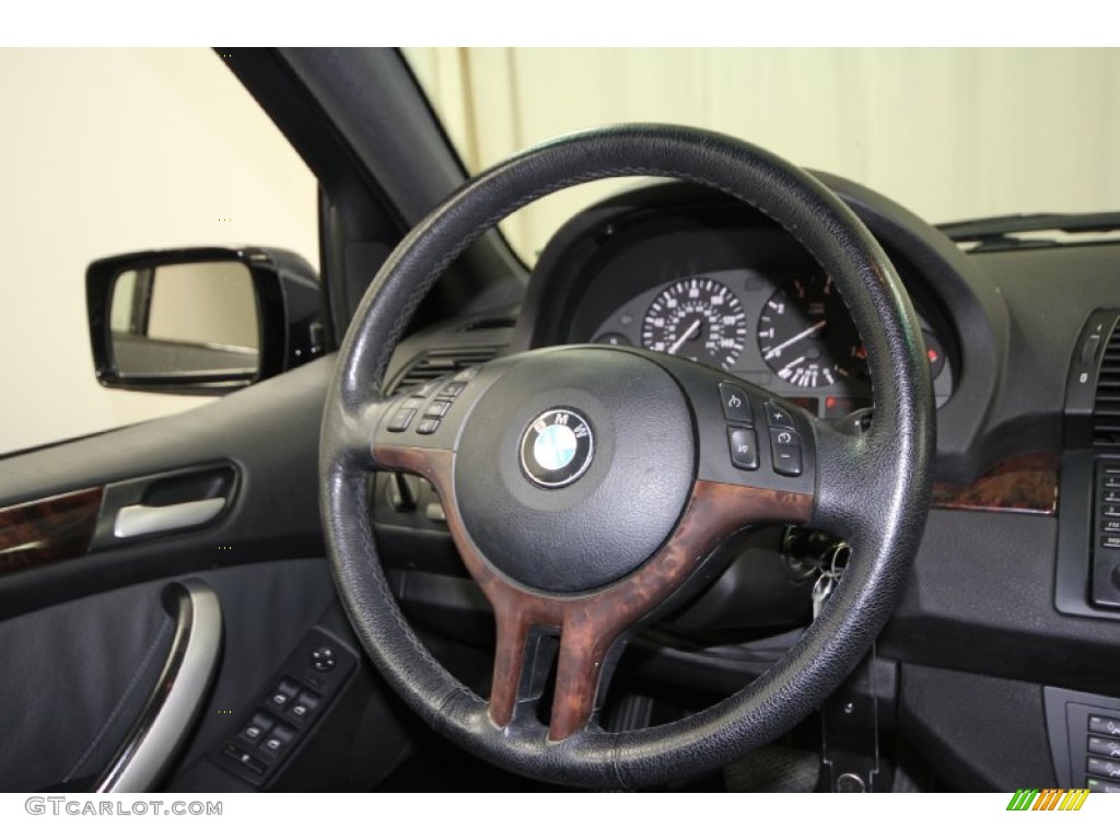 2002 BMW X5 4.4i Black Steering Wheel Photo #60990919