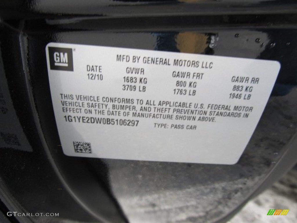 2011 Chevrolet Corvette Coupe Info Tag Photo #60993031