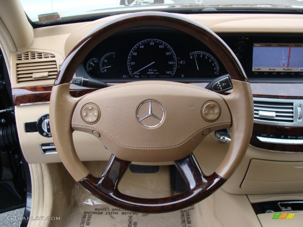 2007 Mercedes-Benz S 550 Sedan Cashmere/Savanna Steering Wheel Photo #60997831