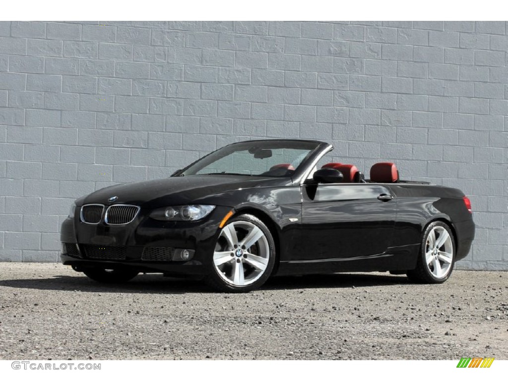 2007 3 Series 335i Convertible - Black Sapphire Metallic / Coral Red/Black photo #16