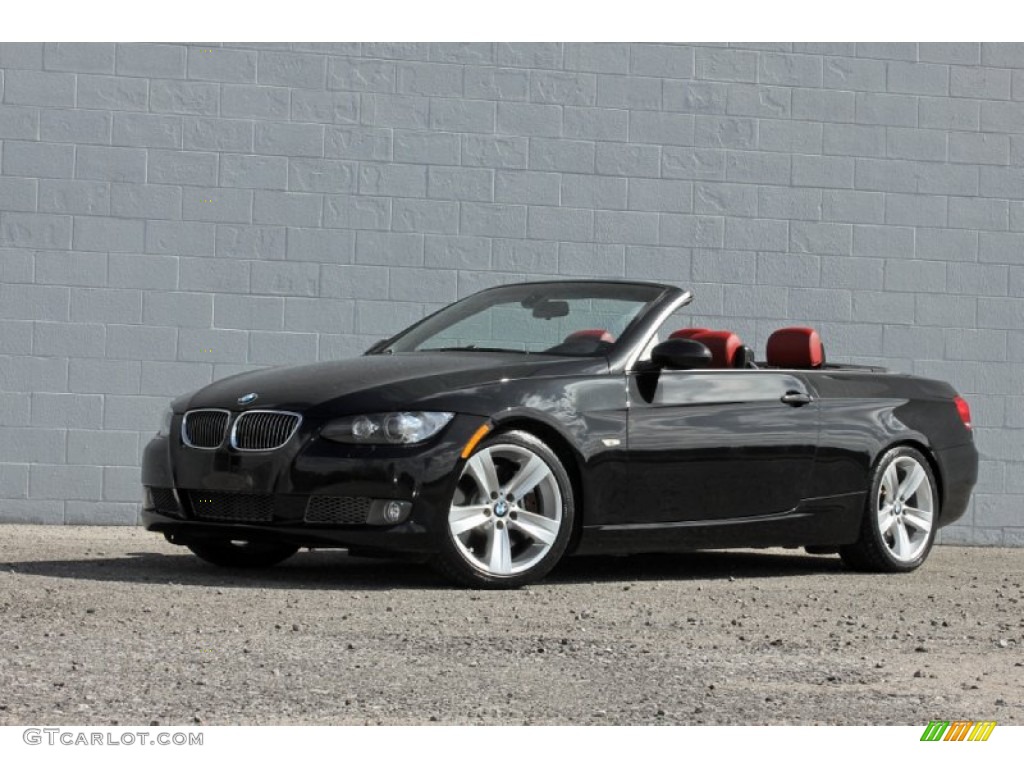 2007 3 Series 335i Convertible - Black Sapphire Metallic / Coral Red/Black photo #50