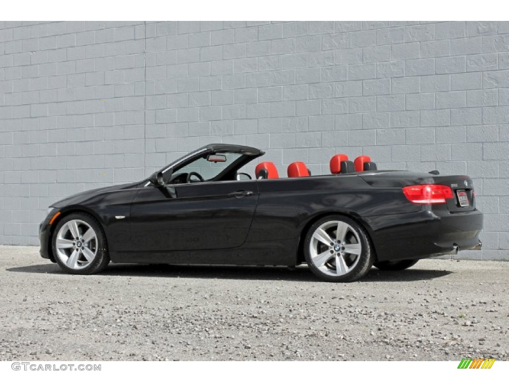 2007 3 Series 335i Convertible - Black Sapphire Metallic / Coral Red/Black photo #64