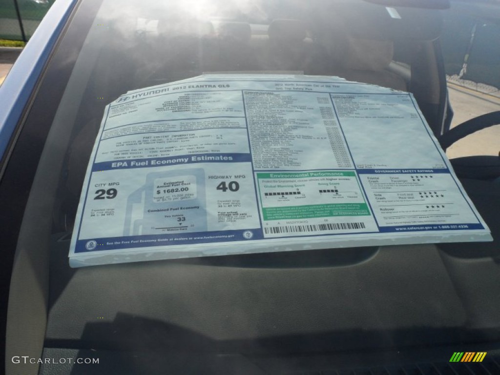 2012 Hyundai Elantra GLS Window Sticker Photo #61017550
