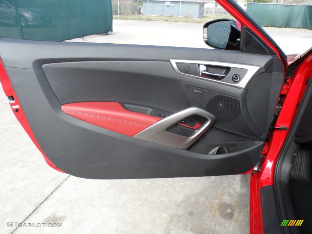 2012 Hyundai Veloster Standard Veloster Model Black/Red Door Panel Photo #61017889