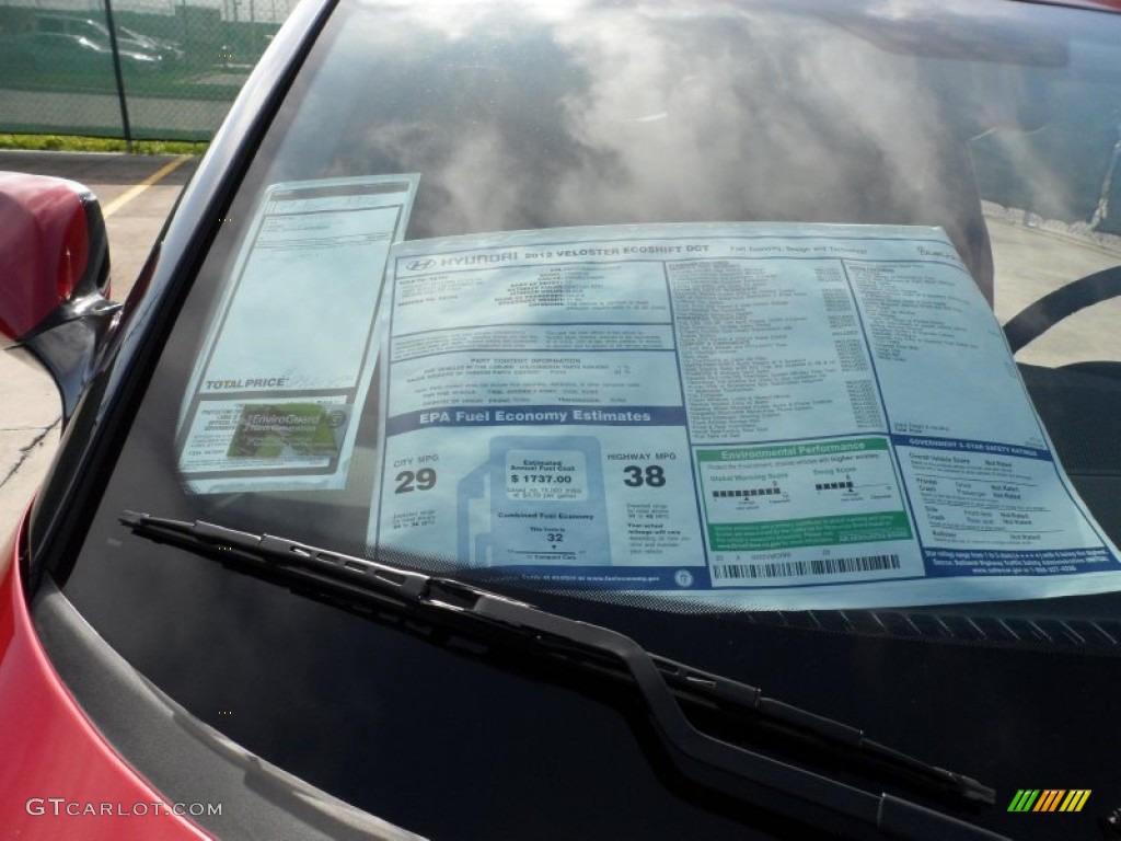 2012 Hyundai Veloster Standard Veloster Model Window Sticker Photo #61017976
