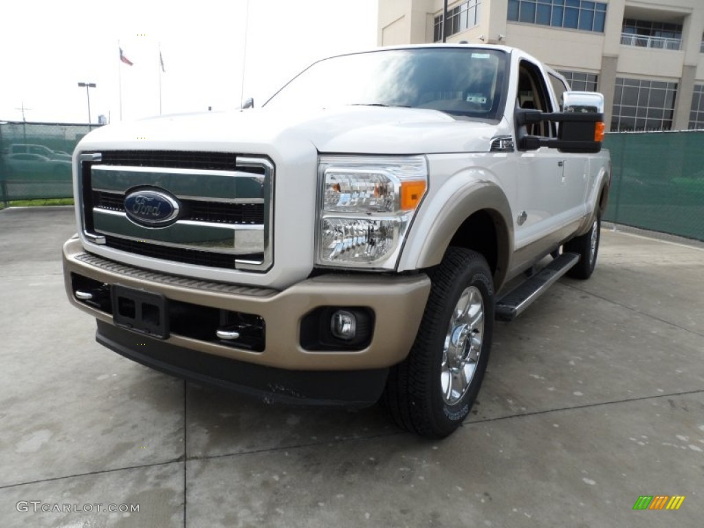 2012 F250 Super Duty King Ranch Crew Cab 4x4 - White Platinum Metallic Tri-Coat / Chaparral Leather photo #7