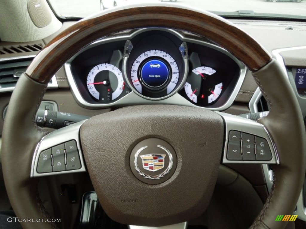 2012 Cadillac SRX Luxury Shale/Brownstone Steering Wheel Photo #61020535
