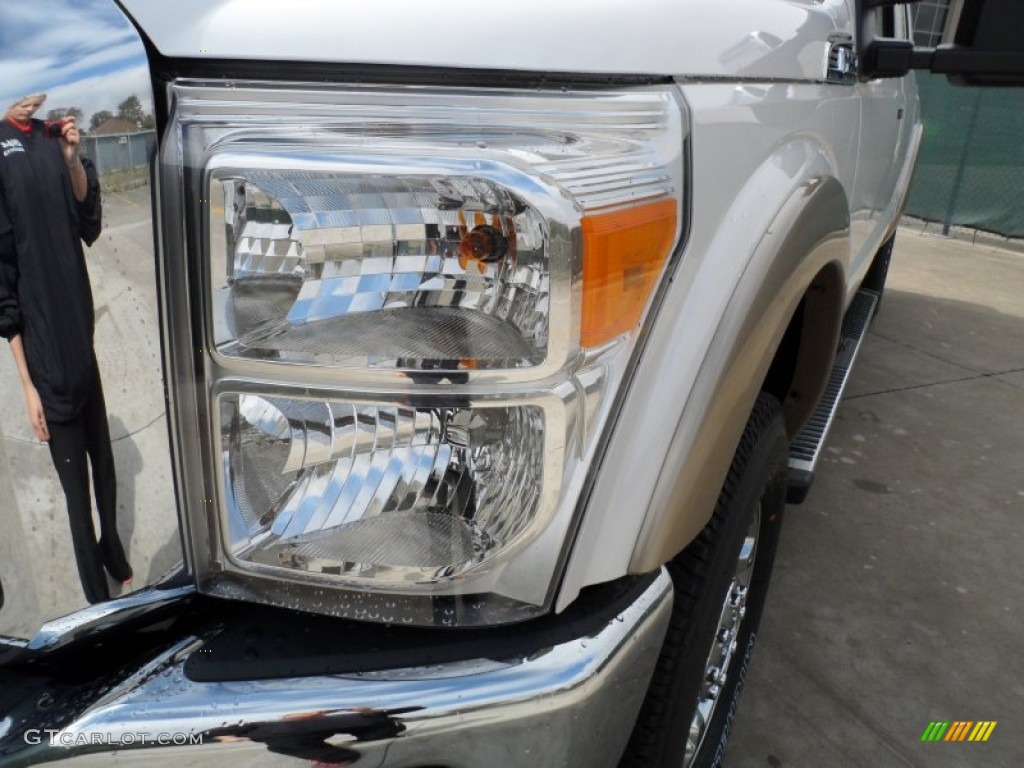 2012 F250 Super Duty Lariat Crew Cab 4x4 - White Platinum Metallic Tri-Coat / Adobe photo #9