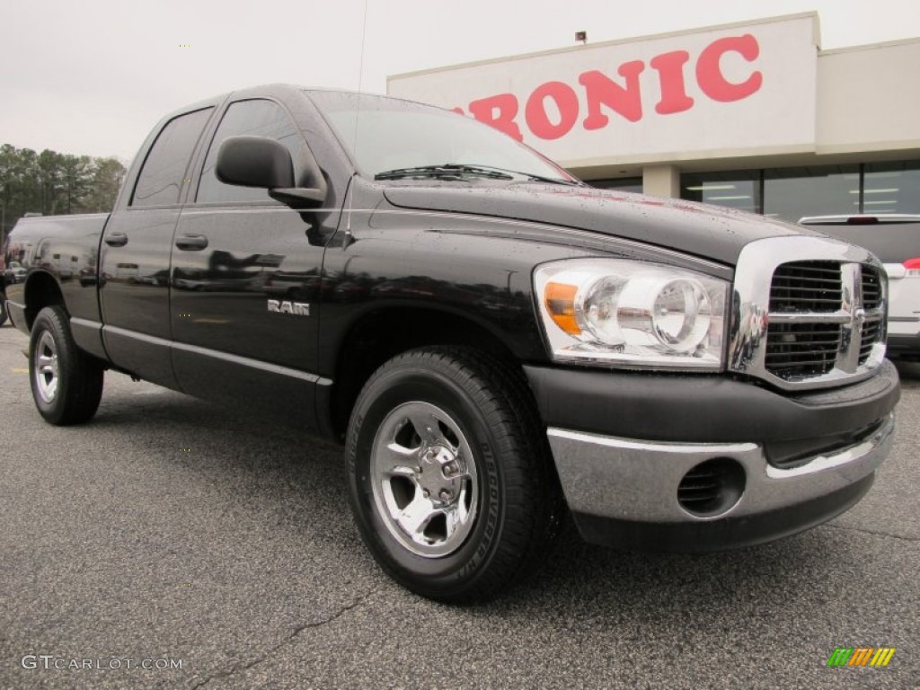 2008 Ram 1500 SXT Quad Cab - Brilliant Black Crystal Pearl / Medium Slate Gray photo #1