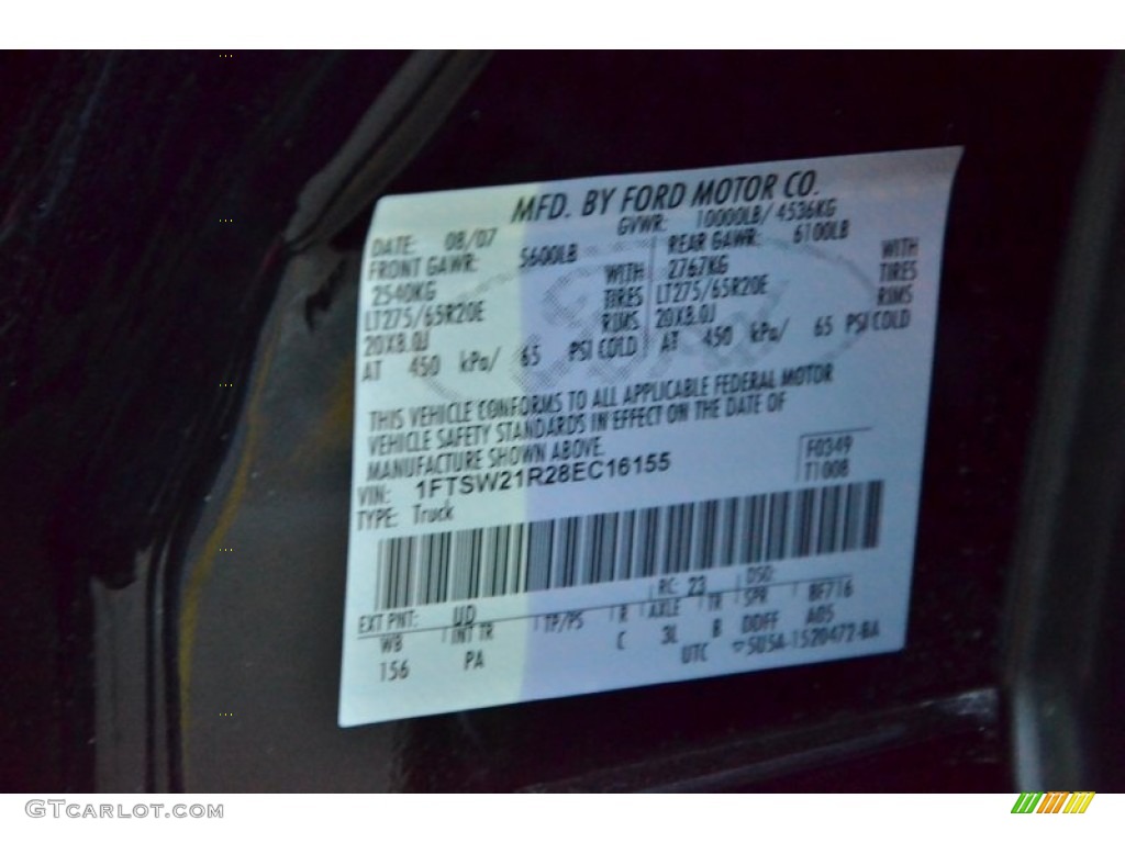 2008 F250 Super Duty Color Code UD for Black Photo #61024345