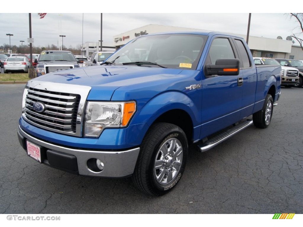 2010 F150 XLT SuperCab - Blue Flame Metallic / Medium Stone photo #6