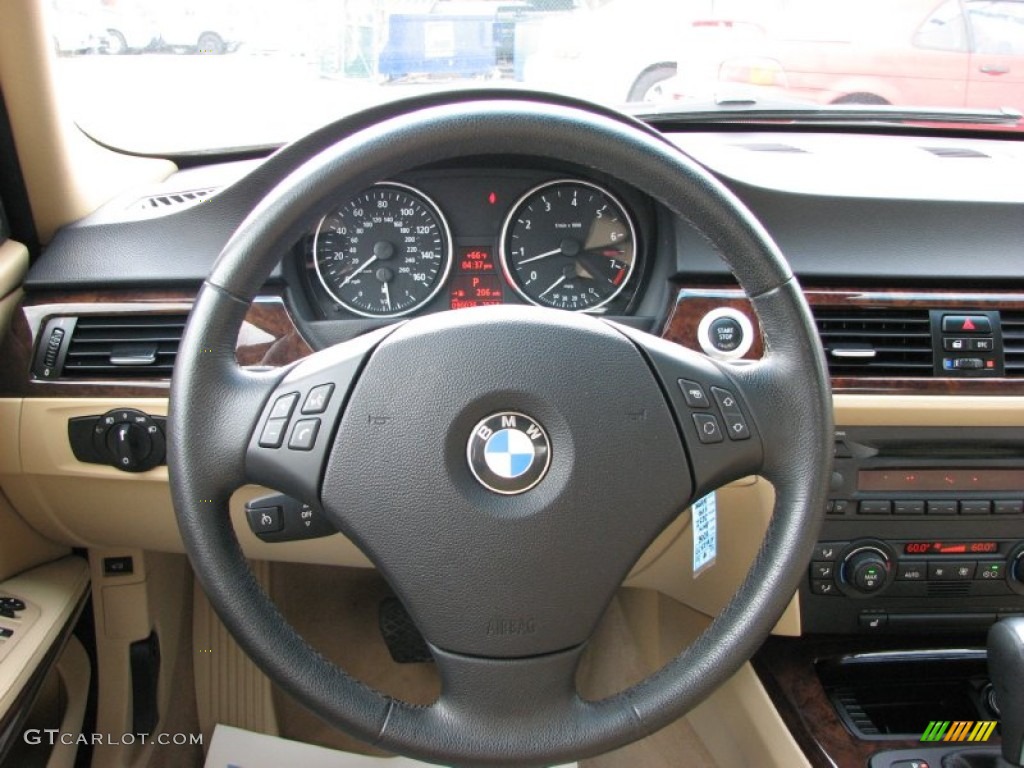 2006 BMW 3 Series 325i Sedan Beige Steering Wheel Photo #61027480