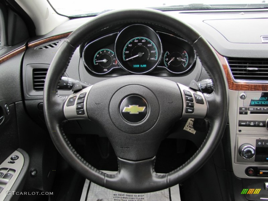 2010 Chevrolet Malibu LTZ Sedan Ebony Steering Wheel Photo #61031776