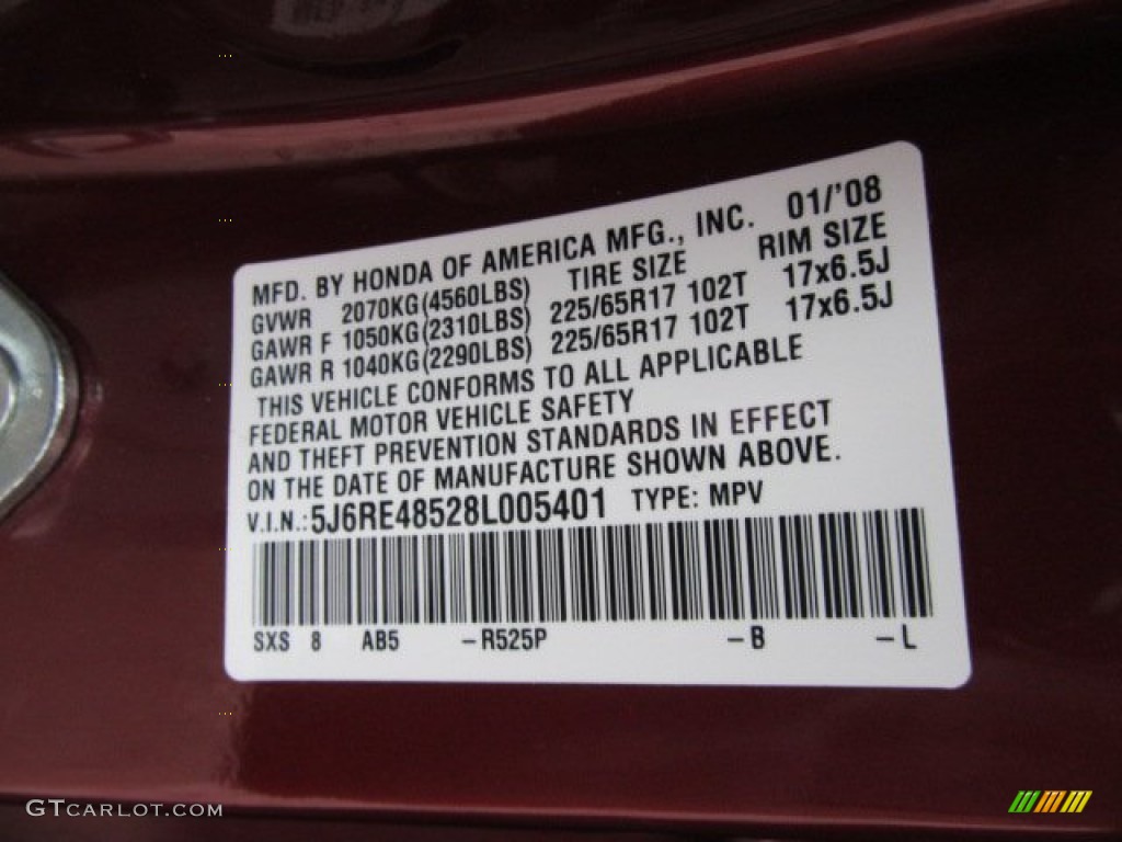 2008 CR-V EX 4WD - Tango Red Pearl / Gray photo #19