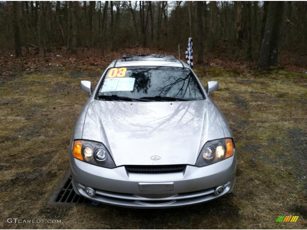 2003 Tiburon GT V6 - Super Silver / Black photo #2